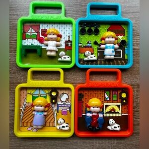 Vintage 1980 Nasta SNAP 'N‎ PLAY Little Girl  & Puppy Travel Edition 4 Piece Set